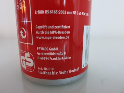 Prymos Feuerlöschspray Fahrzeuge - Zertifizierung